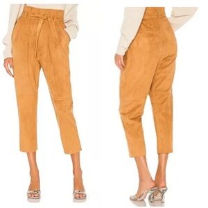 NWT Free People Women's Camel Nightfall Vegan Suede Belted Cropped Pants 2